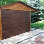 Garaż blaszany 3m x 5m | 1x brama uchylna + Wiatka 1,5m