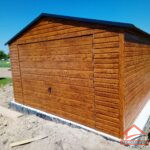 Garaż blaszany 4m x 6m | 1x brama uchylna Drewnopodobny