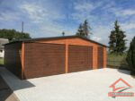 Garaż blaszany 8m x 6m | 2x brama uchylna Drewnopodobny