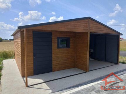 Garaż blaszany 6m x 6m | 1x brama uchylna + wnęka